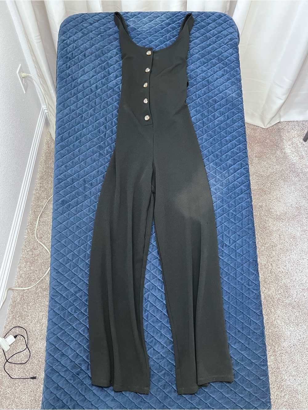 Streetwear Society Black Button-Front Wide-Leg Jumpsuit